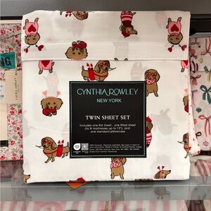 Viral Cynthia Rowley dachshund, Valentine Twin Sheet Set